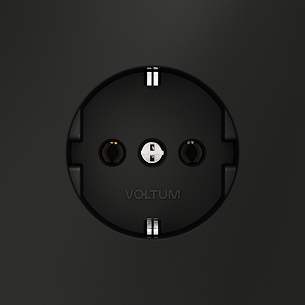 Розетка встраиваемая VOLTUM S70 с заземлением 16А, (черный матовый) VLS040108