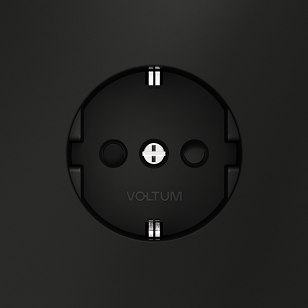 Розетка встраиваемая VOLTUM S70 с заземлением и защитными шторками, 16А, (черный матовый) VLS040208
